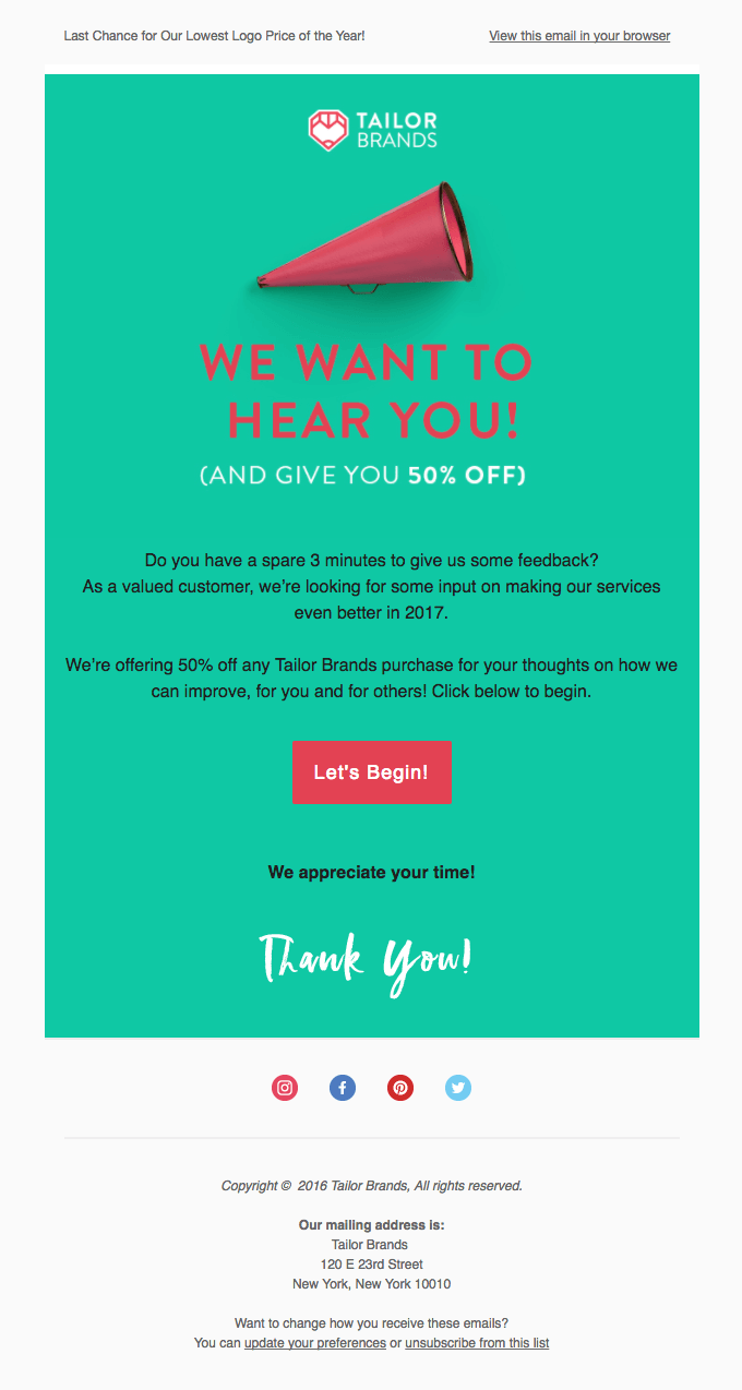 tailor brands email example