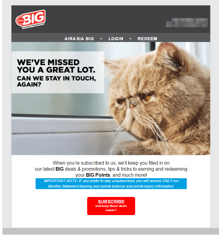 Air Asia Win-Back Email