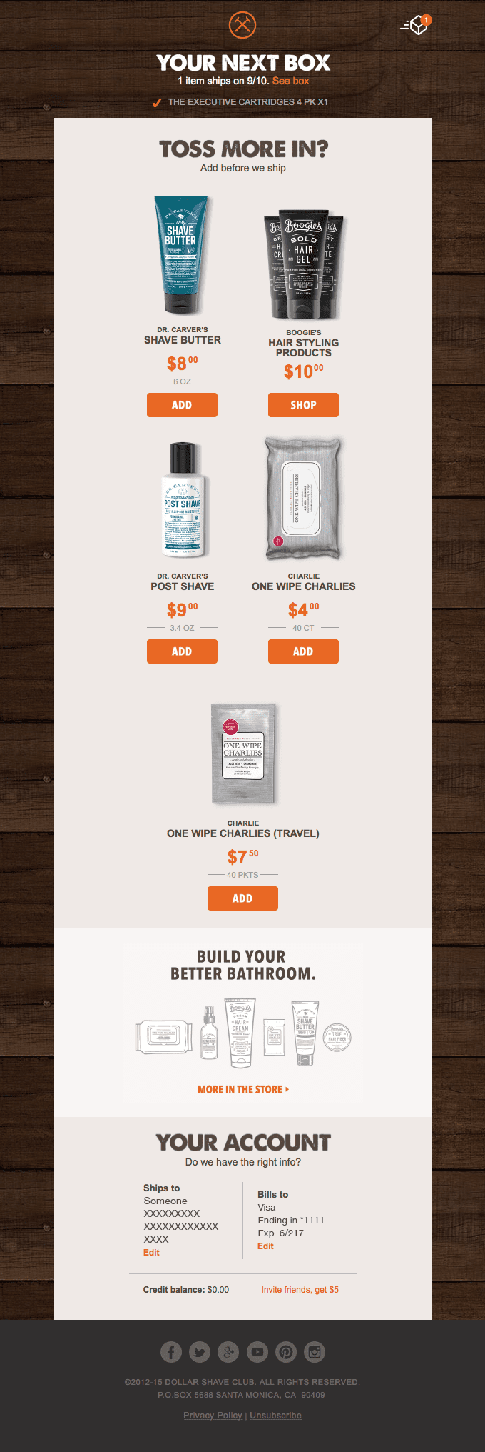 Dollar Shave Club Upsell Email