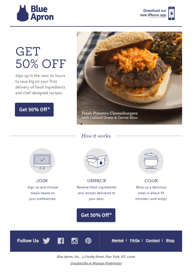 blue apron discount offer code newsletter food