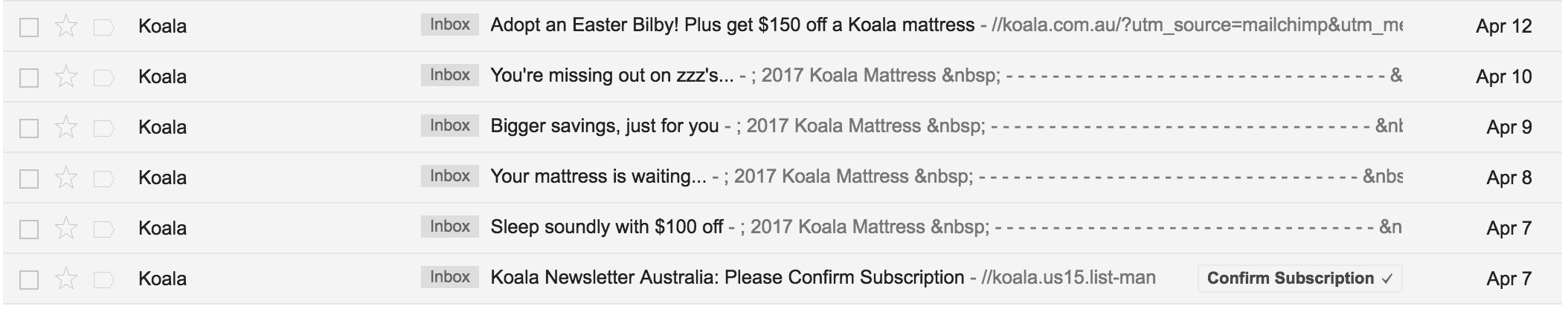 emails from koala