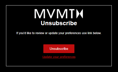 mvmt watches unsubscribe email list subscription