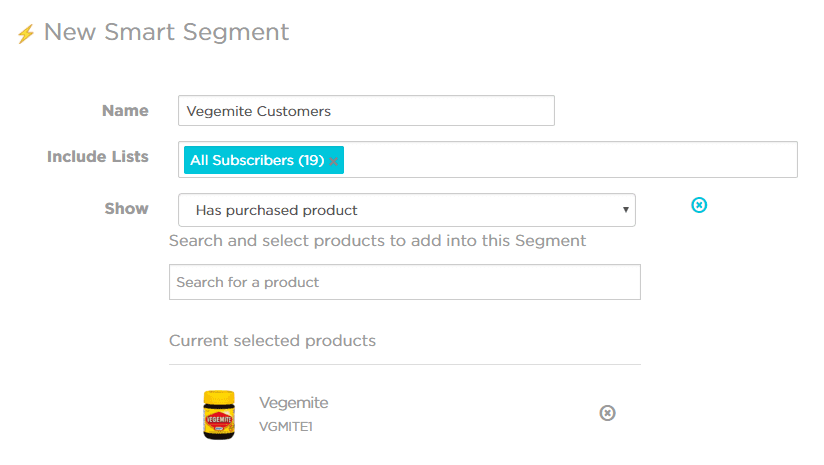smart segment product collection purchase history