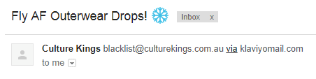 culture kings email newsletter subject line slang