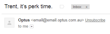 optus promotional email newsletter personalization name
