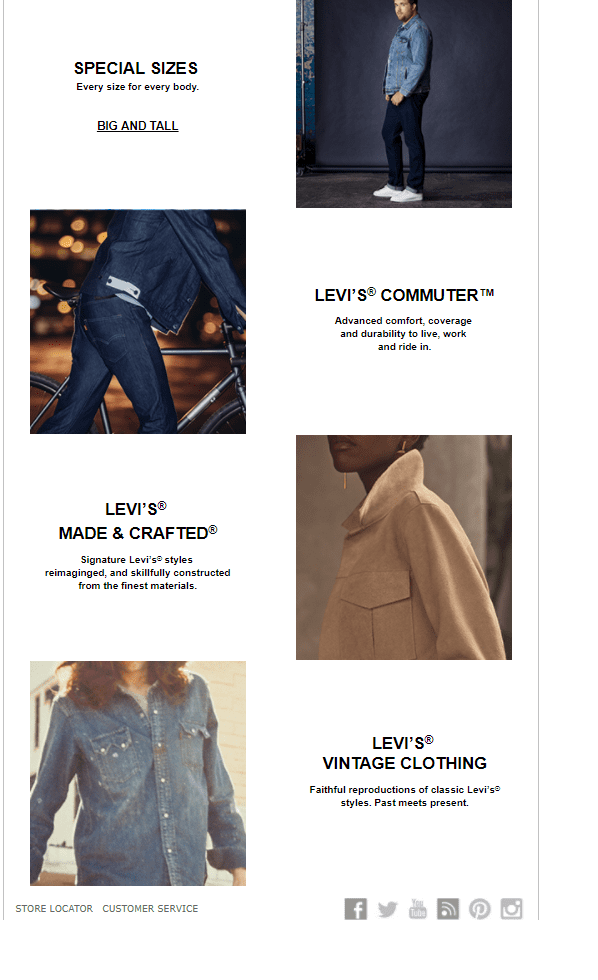 Levis welcome email 2