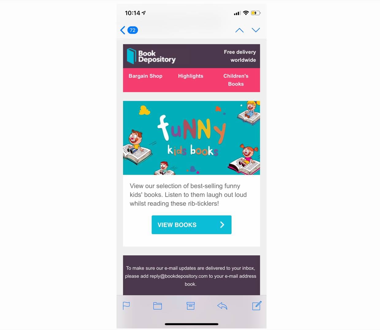 Example of a good mobile email design
