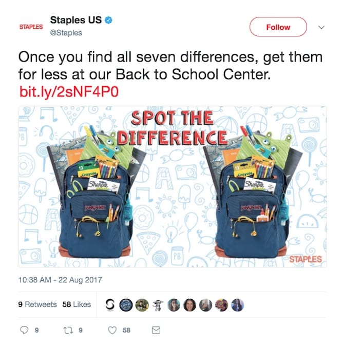 staples back to school twitter ad campaign