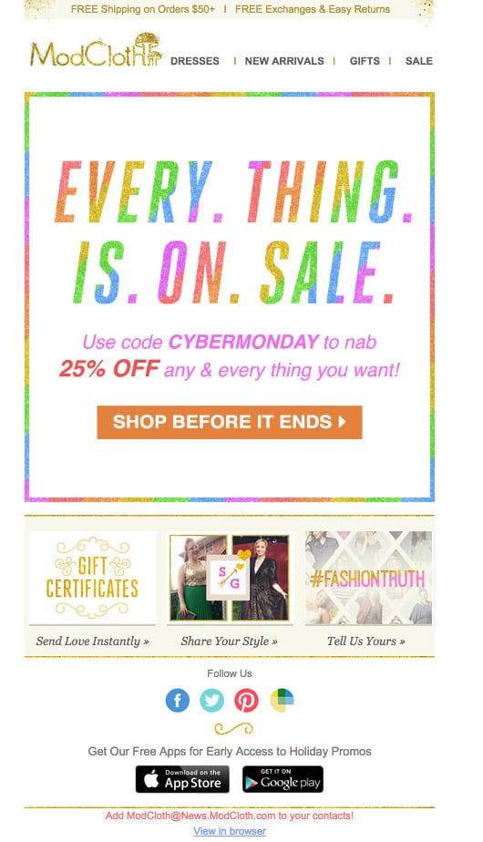 Colorful black friday email