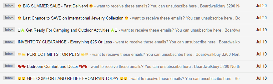 examples of spammy emoji subject lines