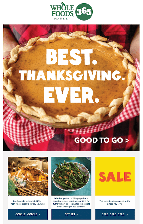 thanksgiving grocery store email