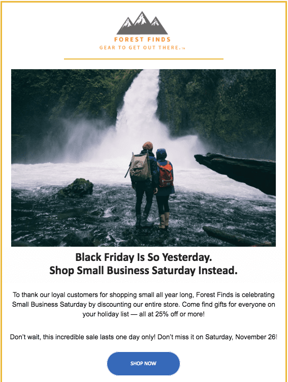 small business saturday email example