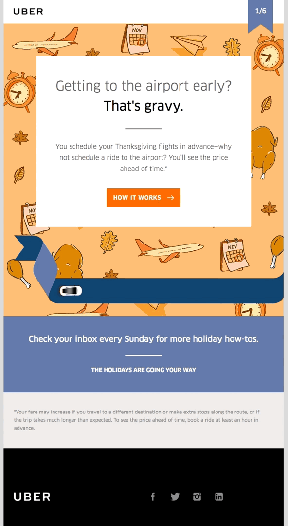 uber thanksgiving weekend email