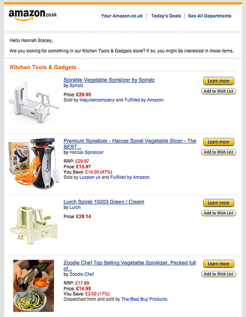 browse abandonment email example amazon