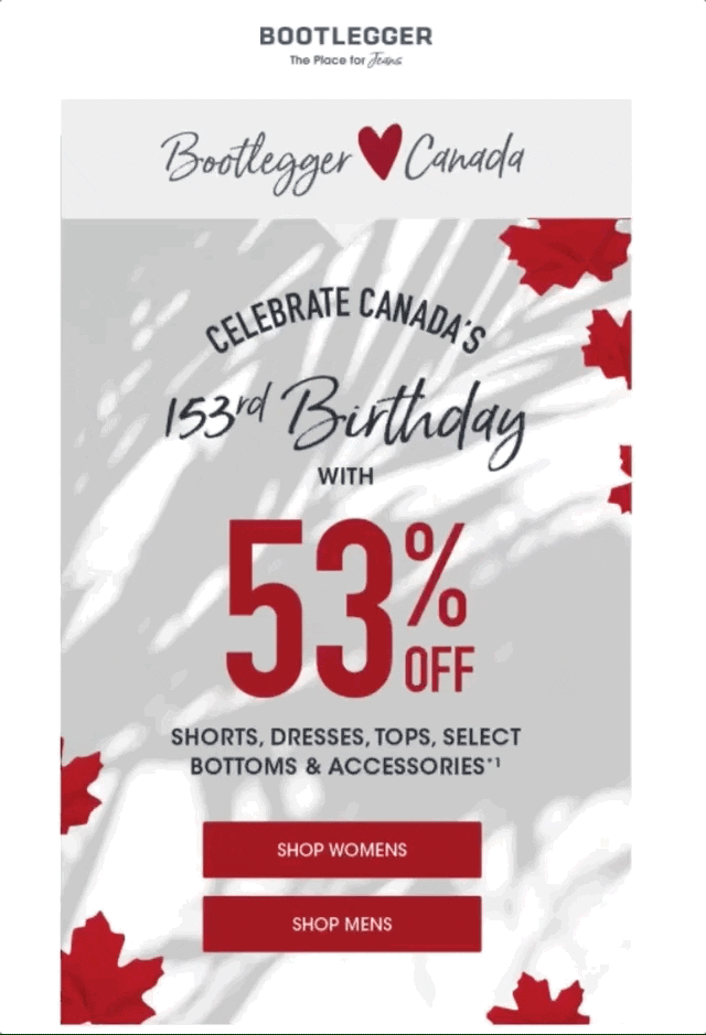 example of canada day email marketing