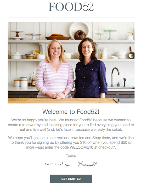 food52 welcome series email example