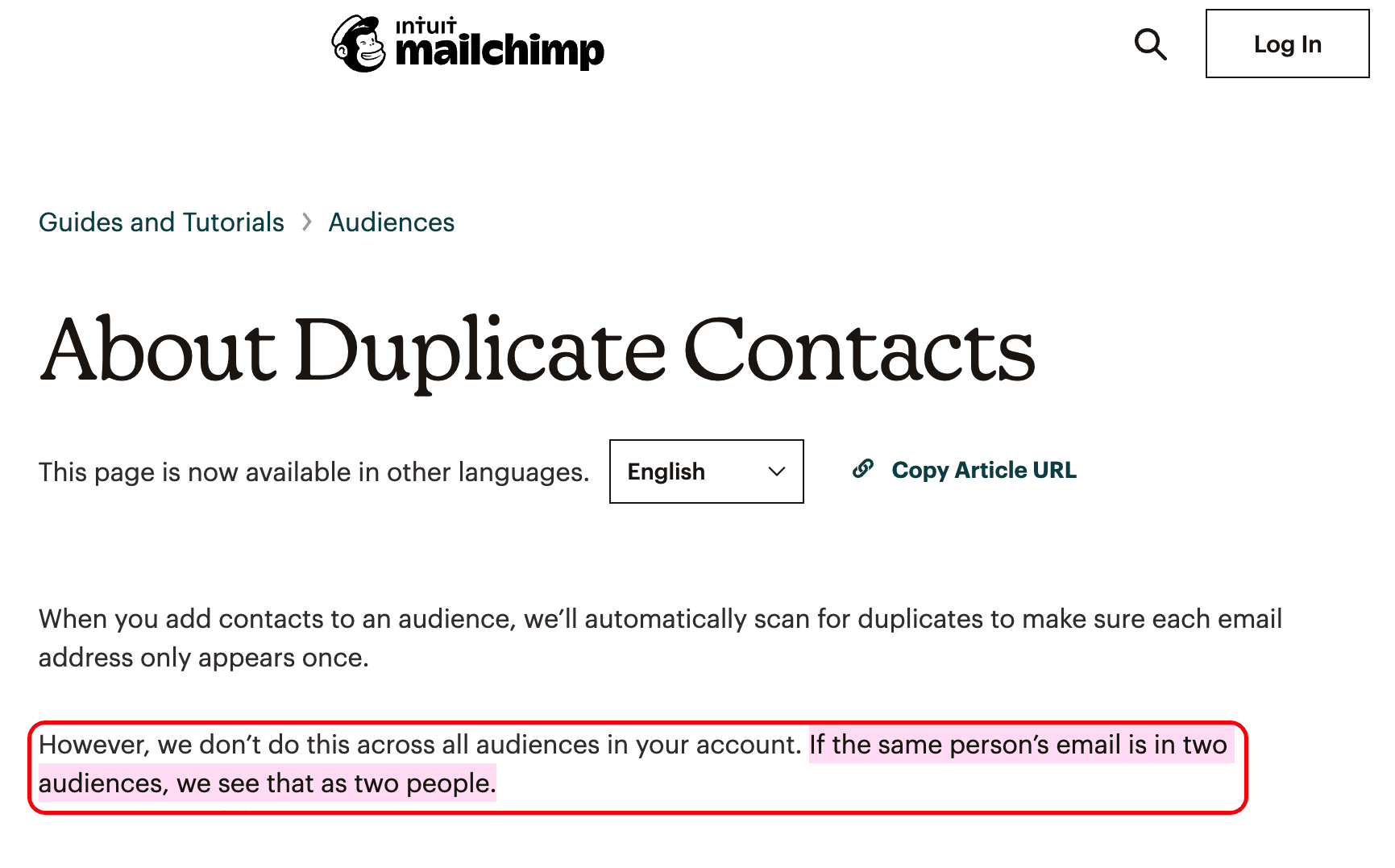 Mailchimp charges for duplicate contacts