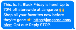 black friday sms example